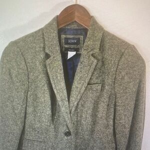 J. Crew Womens Wool Blend School Boy Blazer Size XS 2 Green Preppy Office